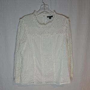 J. Crew White Floral Lace Blouse